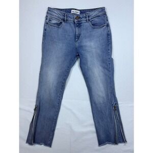 DL1961 Mara Instasculpt Straight Ankle Jeans Women 29 Blue Marina Side Zip Hem
